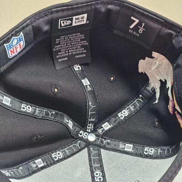 Las Vegas Raiders New Era Cloud Icons Fitted Hat 59FIFTY 7 1/8 Black Silver NFL - Picture 12 of 14